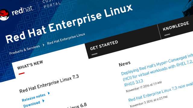 Screenshot of Red Hat Enterprise Linux product page